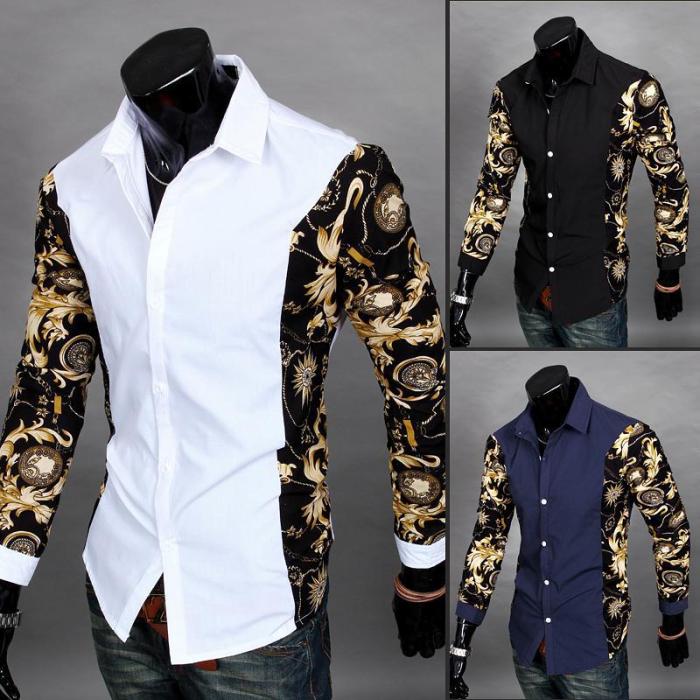 Black and gold dress shirt mens