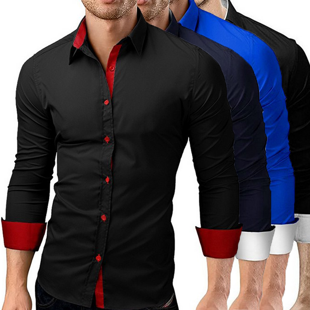 Men's slim fit red dress shirt