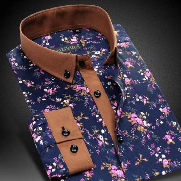 Mens floral dress shirts long sleeve