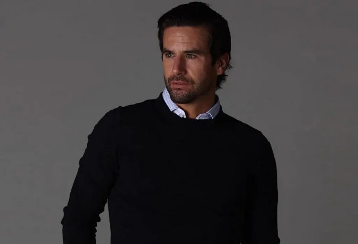 Mens sweater and dress shirt combo